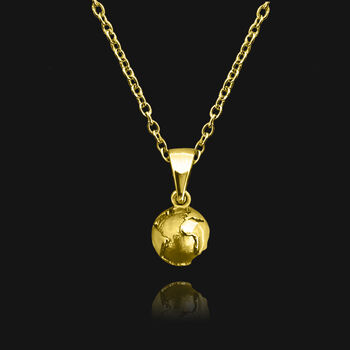 18k Gold Plated Globe World Necklace, 2 of 6