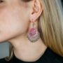 Pink Enamel Asian Indian Boho Danglers Earrings, thumbnail 1 of 8