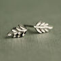 Silver Fern Leaf Stud Earrings, thumbnail 1 of 8