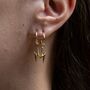 18ct Gold Lightning Bolt Charm Hoop Earrings, thumbnail 1 of 3