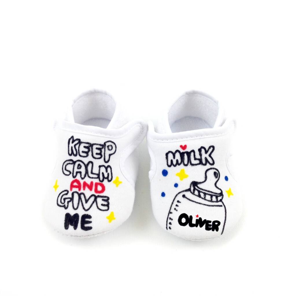 Personalised Keep Calm And Give Me Milk Shoes, 1 of 3