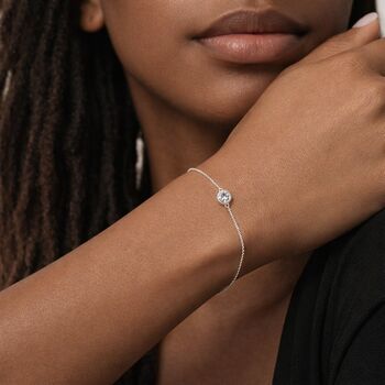 Personalised Sterling Silver April Birthstone Cubic Zirconia Bracelet, 2 of 9