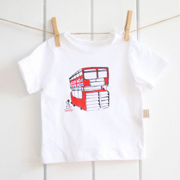 Handpainted And Personalised Double Decker Bus T Shirt, 2 of 4