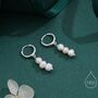 Sterling Silver Genuine Freshwater Pearl Trio Huggie Hoop Earrings, thumbnail 1 of 10