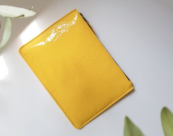 Yellow Glossy Patent Leather Clutch Handbag, 10 of 10