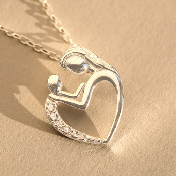 Sterling Silver Mother And Child Heart Necklace, 3 of 11