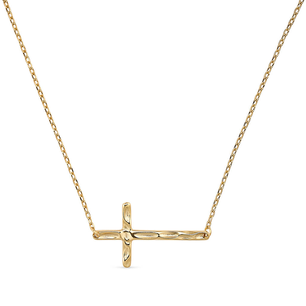 18K White Gold Dipped Cross Charm Choker Necklace | Altar'd State