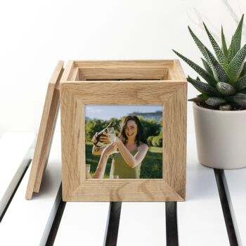 Personalised Oak Photo Cube Keepsake Box, 3 of 6