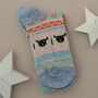 Wool Blend Sheep Socks In Turquoise Blue, thumbnail 2 of 2