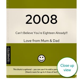 Personalised 18th Birthday Print 2008 Book Cover Gift, 4 of 12