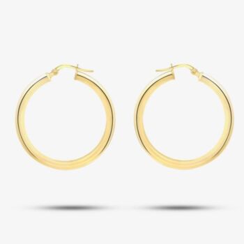 9ct Yellow Gold Polished Hoop Creole Earrings, 3 of 4