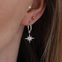 White Topaz North Star Hoop Earrings, thumbnail 2 of 6