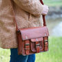 Personalised Small Vintage Style Leather Satchel Bag, thumbnail 2 of 9