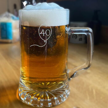Personalised 40th Birthday Gift Balloon Stein Glass, 2 of 4