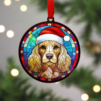 Cocker Spaniel Golden In Santa Hat Suncatcher Decoration, 2 of 6