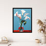 Lustrous Lilies Calla Flowers Blue Red Wall Art Print, thumbnail 4 of 6