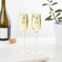 Personalised Pair Of Wedding Welly Champagne Glasses, thumbnail 2 of 3