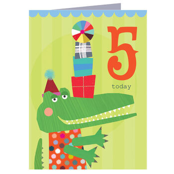 Mini Crocodile 5th Birthday Card, 2 of 3
