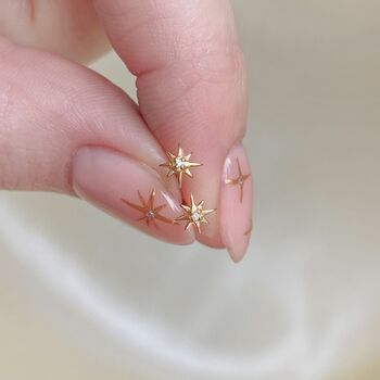 14k Solid Gold Tiny Star Stud Earrings, 5 of 5