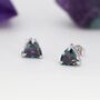 Sterling Silver 6mm Trillion Cut Mystic Black Cz Stud Earrings, thumbnail 1 of 10