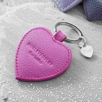 Personalised Textured Leather Heart Charm Keyring, 7 of 10