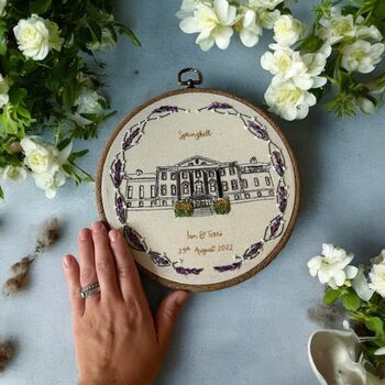 Personalised Embroidered Wedding Venue Portrait, 2 of 12