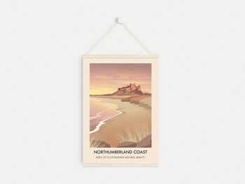 Northumberland Coast Aonb Travel Poster Art Print, 6 of 8
