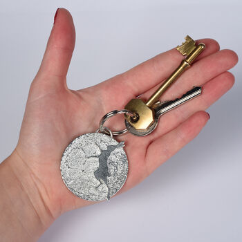 Boxing Hare And Moon Pewter Key Ring Gifts, 2 of 9
