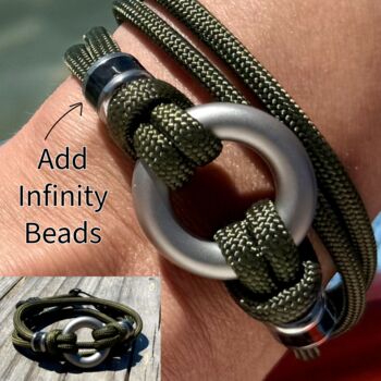 Green Paracord Vegan Cremation Urn Bracelet Memorial Keepsake For Ashes, 10 of 12