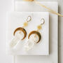 Gold Plate Sun And Moon Raw Quartz Crystal Earrings, thumbnail 1 of 4