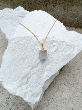 Amazonite Cube Necklace Real 18k Gold Plated, 3 of 6