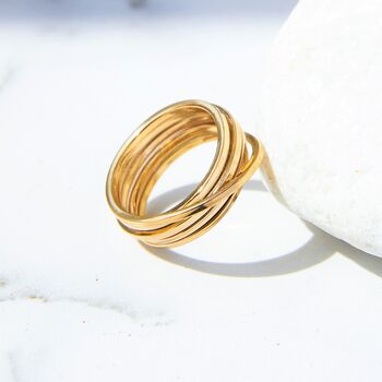 Gold Plated Overlapping Wire Sterling Silver Ring, 3 of 6
