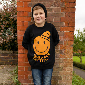 Have A Nice Christmas Boys' Christmas Jumper In Black, 2 of 4