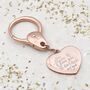 Rose Gold Personalised Moon And Back Love Heart Keyring, thumbnail 1 of 4