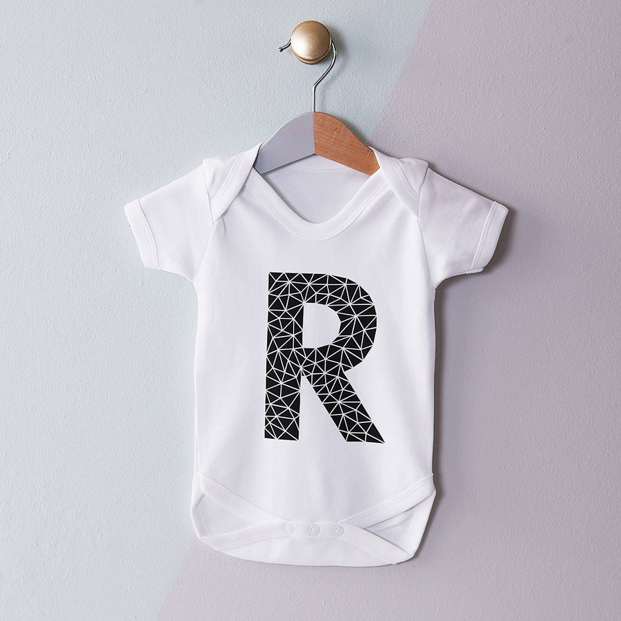 personalised initial baby grow