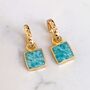 The Square Amazonite Gold Plated Gemstone Earrings, thumbnail 3 of 7