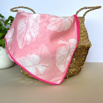Tropical Leaf Scarf With Border In Light Pink By Nest Gifts