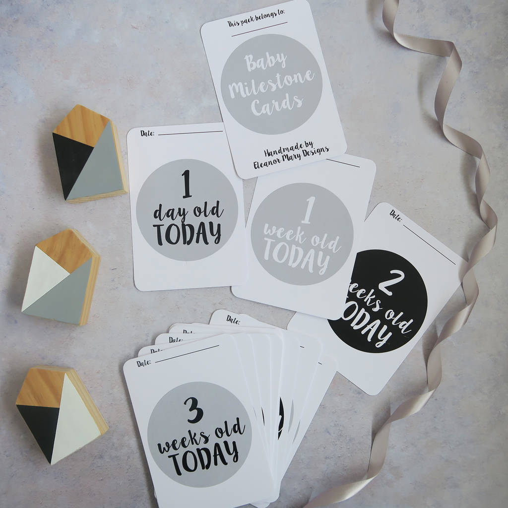 Monochrome Baby Milestone Cards By Eleanor Mary Designs