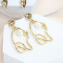 Gold Plated Drop Statement Earrings, thumbnail 3 of 5