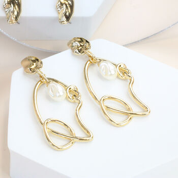Gold Plated Drop Statement Earrings, 3 of 5