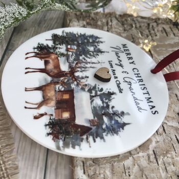 Grandparents Stag Christmas Decoration Personalised, 2 of 3