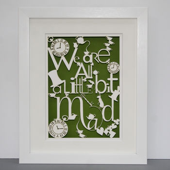 We Are All Mad Paper Cut Wall Art, 6 of 10