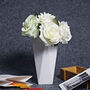 Geometric Shaped White Ceramic Flower Vase Centerpieces, thumbnail 1 of 4