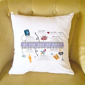 Personalised 50th Birthday Cushion Gift, 10 of 12
