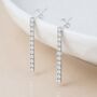 Sterling Silver Cubic Zirconia Bar Drop Earrings, thumbnail 3 of 4
