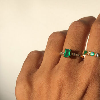 Green Onyx Ring Baguette Cut, 3 of 3