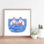 'Swimming Ladies One' Square Lino Art Print, thumbnail 1 of 2