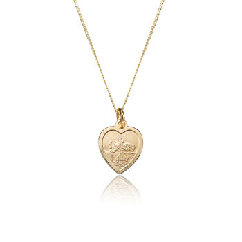 Solid Gold Or Silver Heart St. Christopher Necklace, 2 of 6