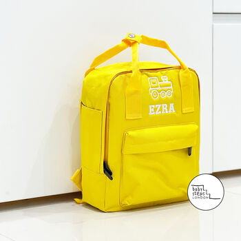 Yellow Personalised Twin Handle Kids Mini Backpack, 2 of 3