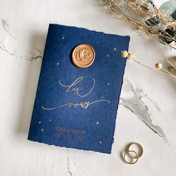 Navy Moon And Stars Vow Books With Wax Seal, 2 of 7